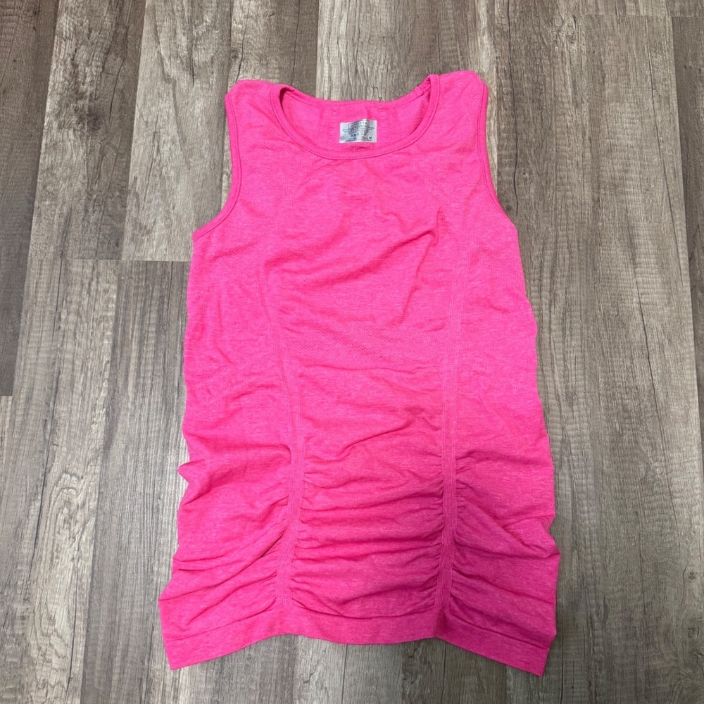 Athleta Momentum Ruched Tank Top Pink Heather Seamless Training‎ Gym Womens M